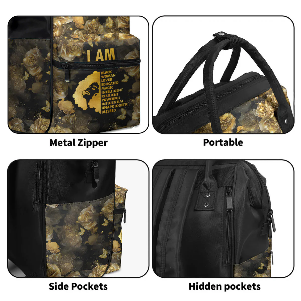 I Am Powerful Black Woman - Personalized Duckbilled Backpack - Gift For African American Queen HH01 - Image 5