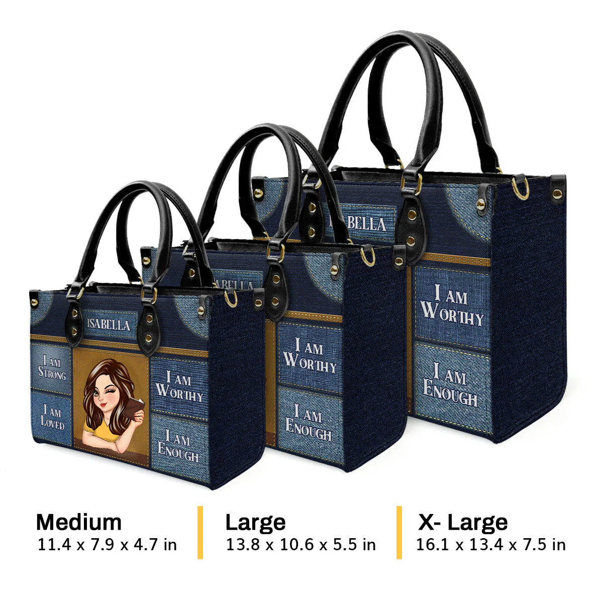 I Am Strong I Am Worthy I Am Loved I Am Enough - Awesome Personalized Leather Handbag - AT4080814 - Image 3