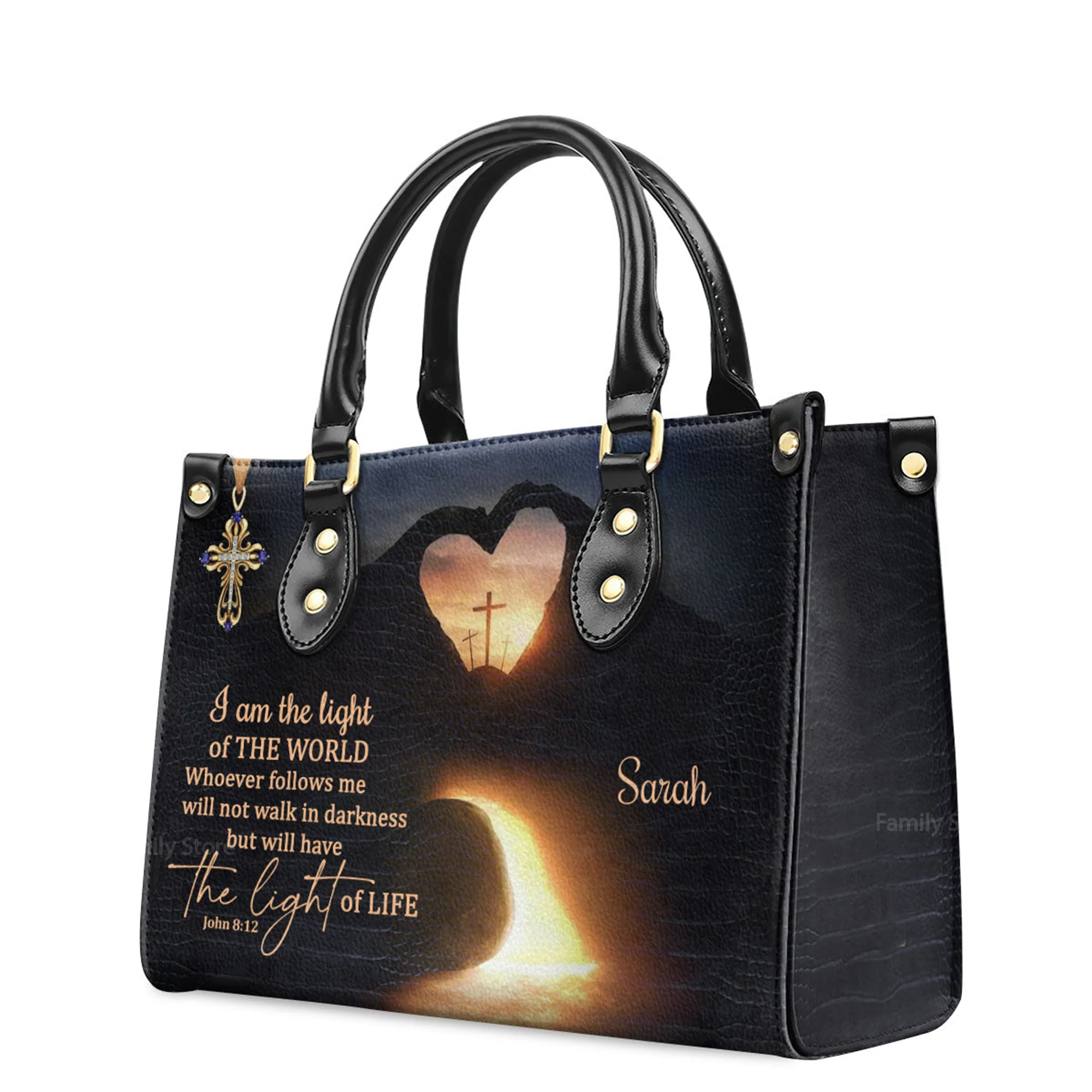 I Am The Light Of The World - Thoughtful Gift For Christians - Personalized Leather Handbag With Handle - AT4080718 - Image 3