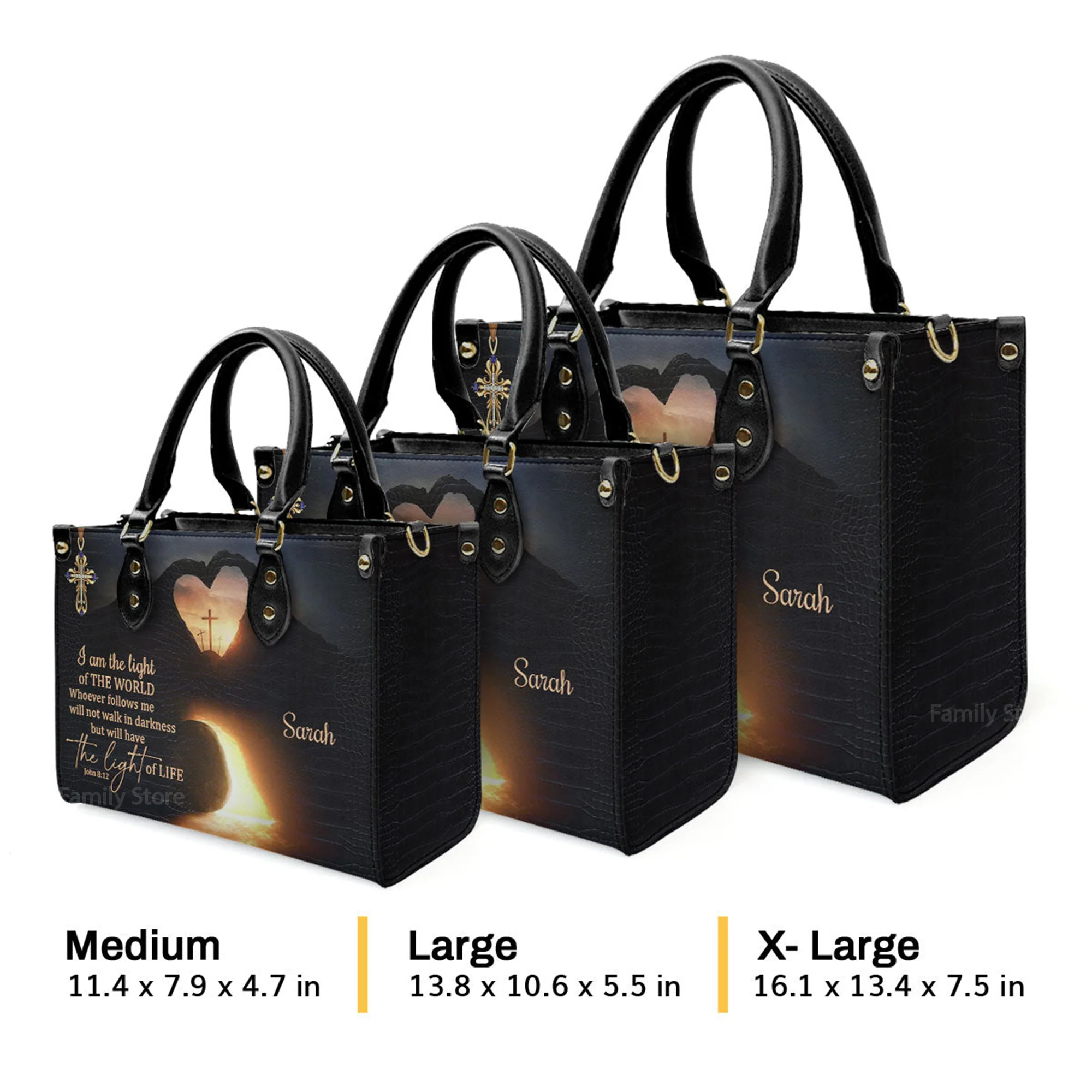 I Am The Light Of The World - Thoughtful Gift For Christians - Personalized Leather Handbag With Handle - AT4080718 - Image 4