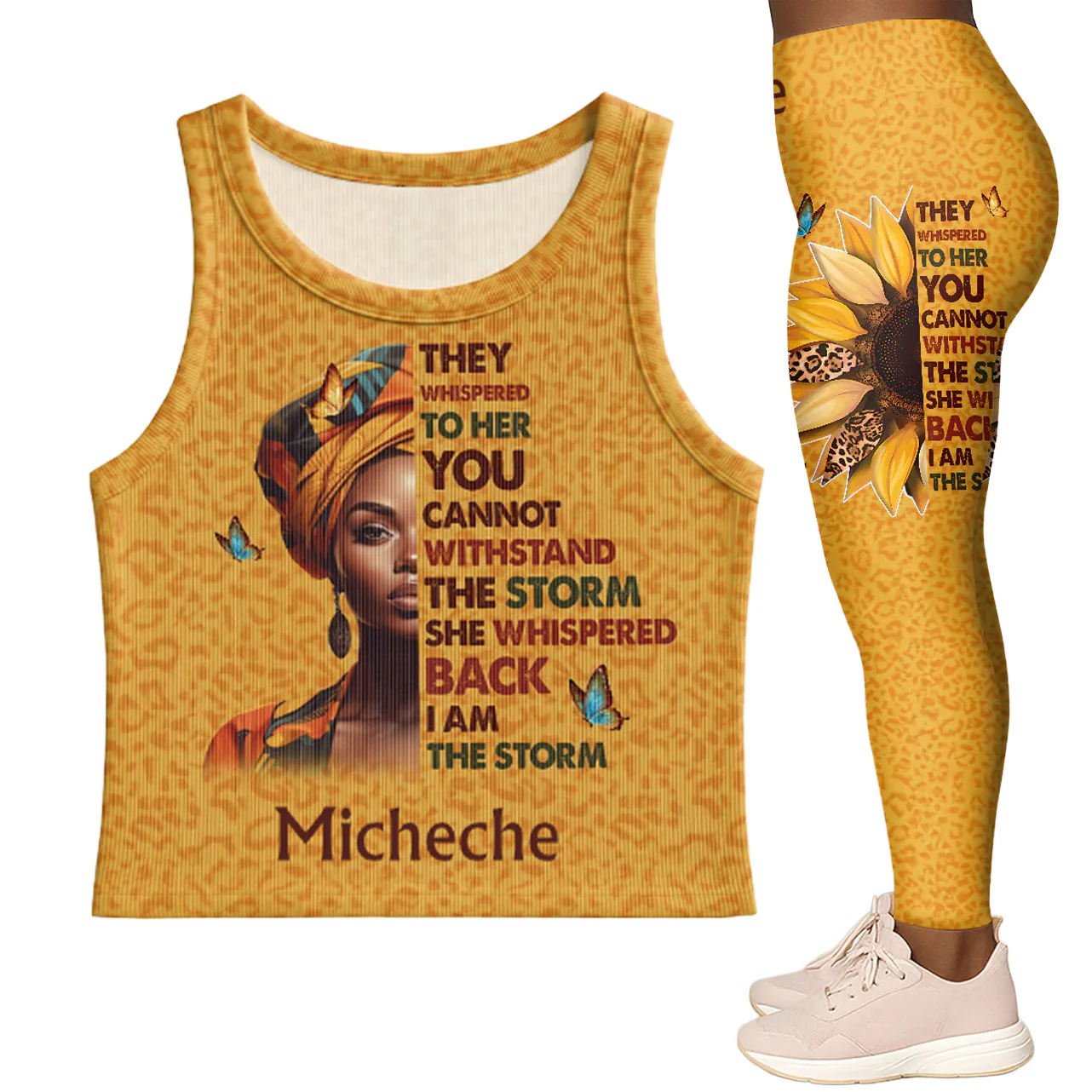 I Am The Storm - Personalized Leggings & Crop Tank Top HN02