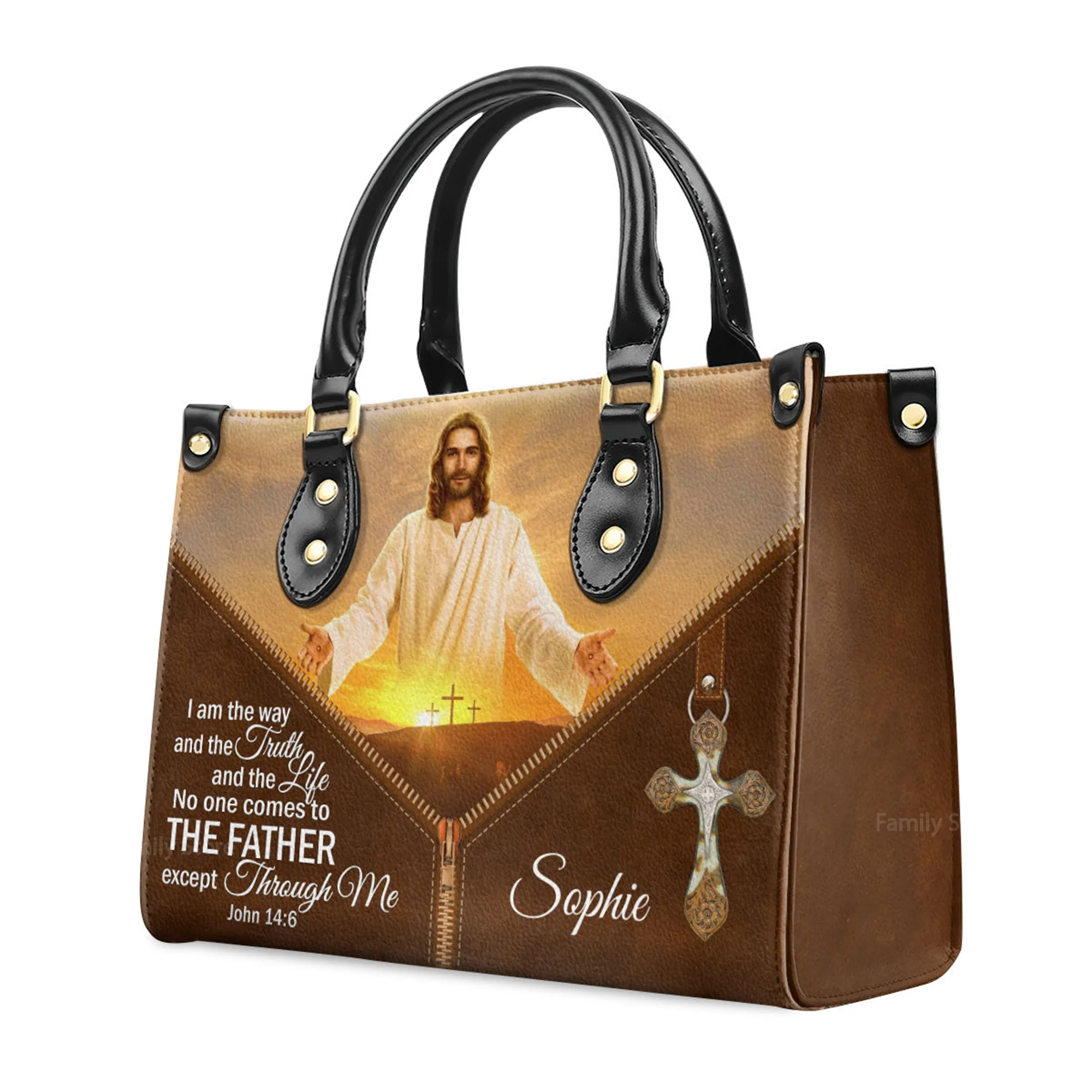 I Am The Way And The Truth And The Life - Scripture Gifts For Women Of God - Personalized Leather Handbag With Handle - AT4081346 - Image 3