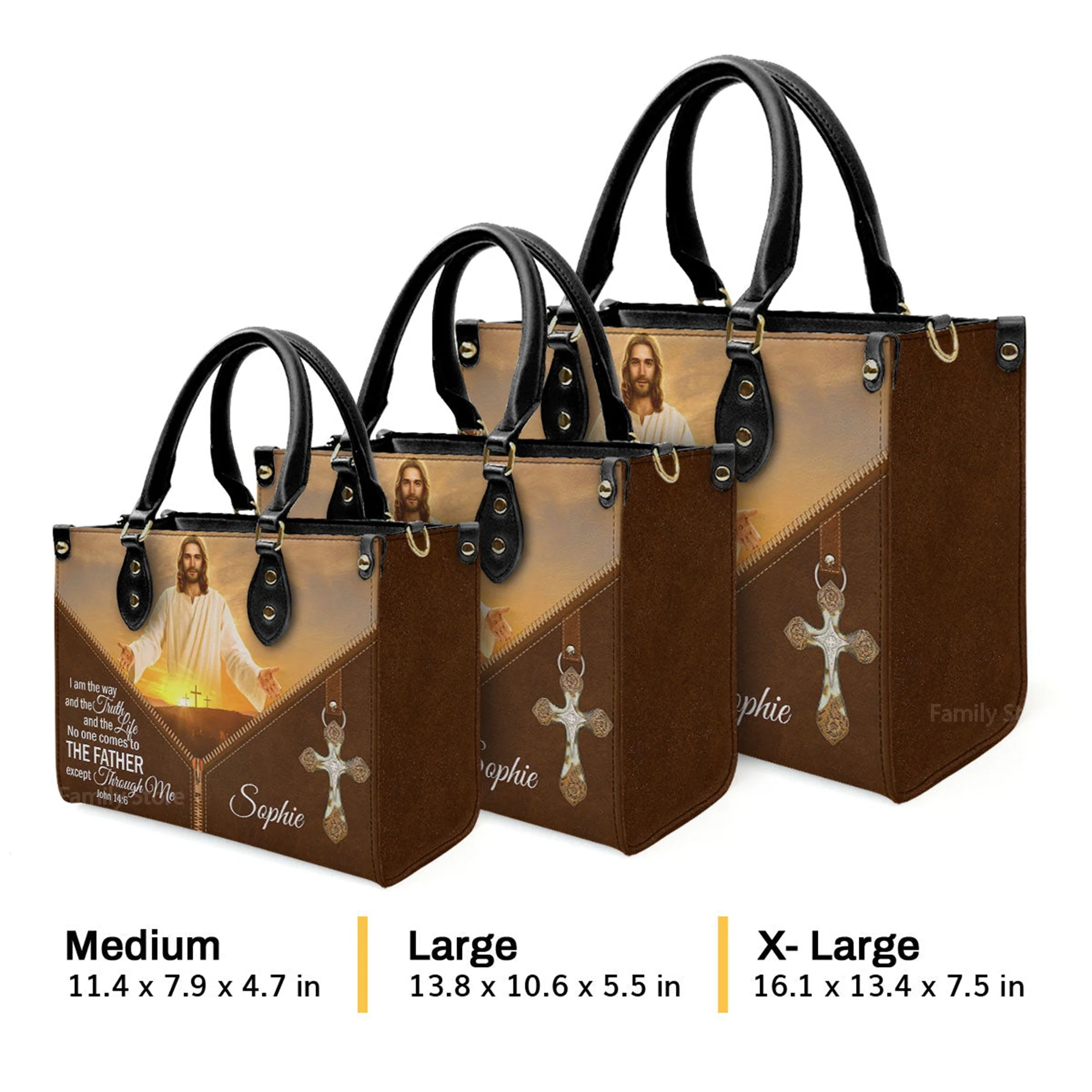 I Am The Way And The Truth And The Life - Scripture Gifts For Women Of God - Personalized Leather Handbag With Handle - AT4081346 - Image 4
