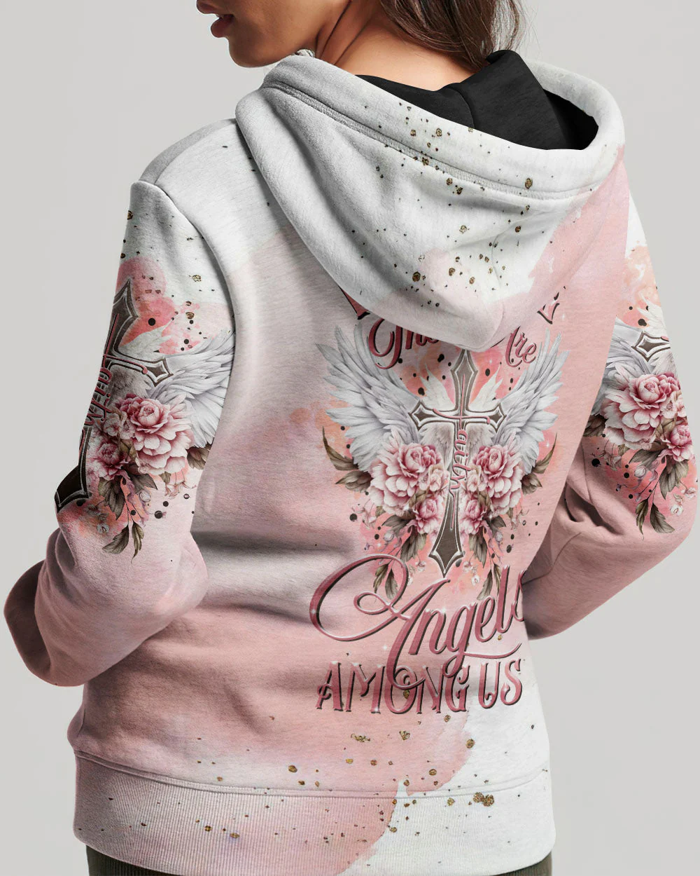 I Believe There Are Angels Among Us Floral Wings Women's All Over Print Shirt - 2508234 - Image 12