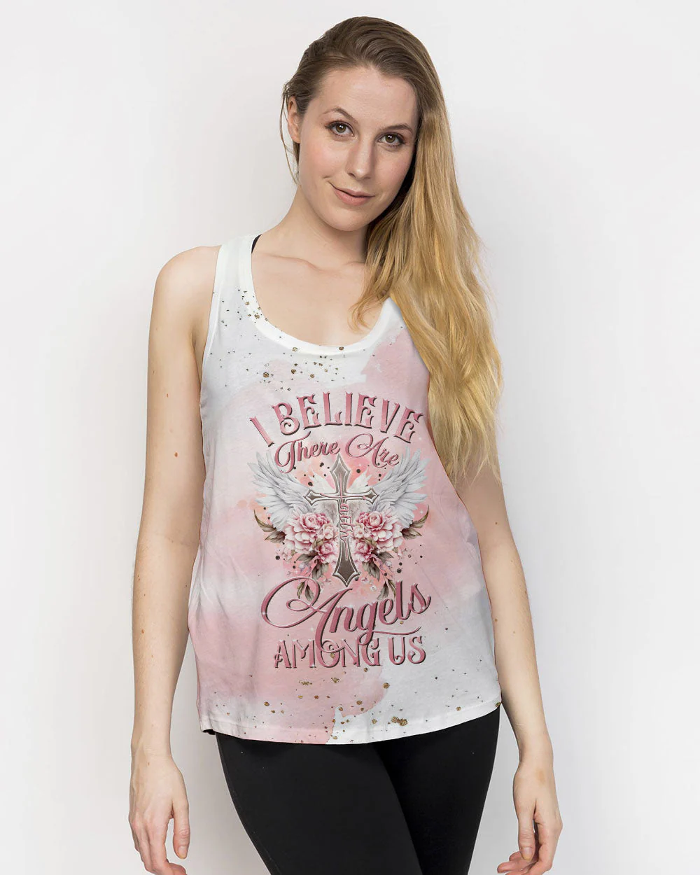 I Believe There Are Angels Among Us Floral Wings Women's All Over Print Shirt - 2508234 - Image 15
