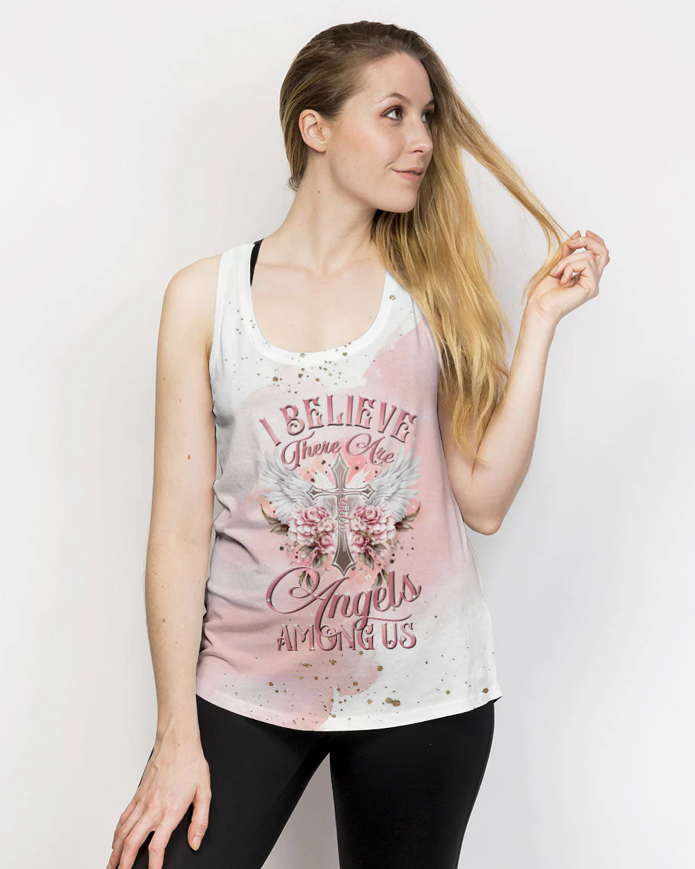 I Believe There Are Angels Among Us Floral Wings Women's All Over Print Shirt - 2508234 - Image 16