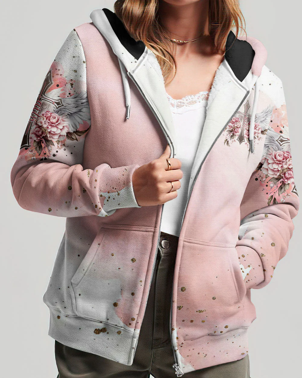 I Believe There Are Angels Among Us Floral Wings Women's All Over Print Shirt - 2508234 - Image 9