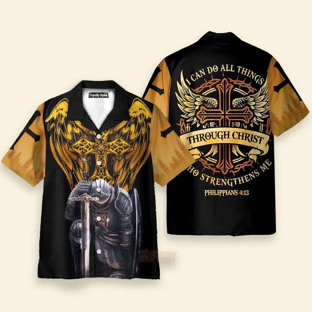 I Can Do All Things Through, Christian God Hawaiian Shirt - Image 2