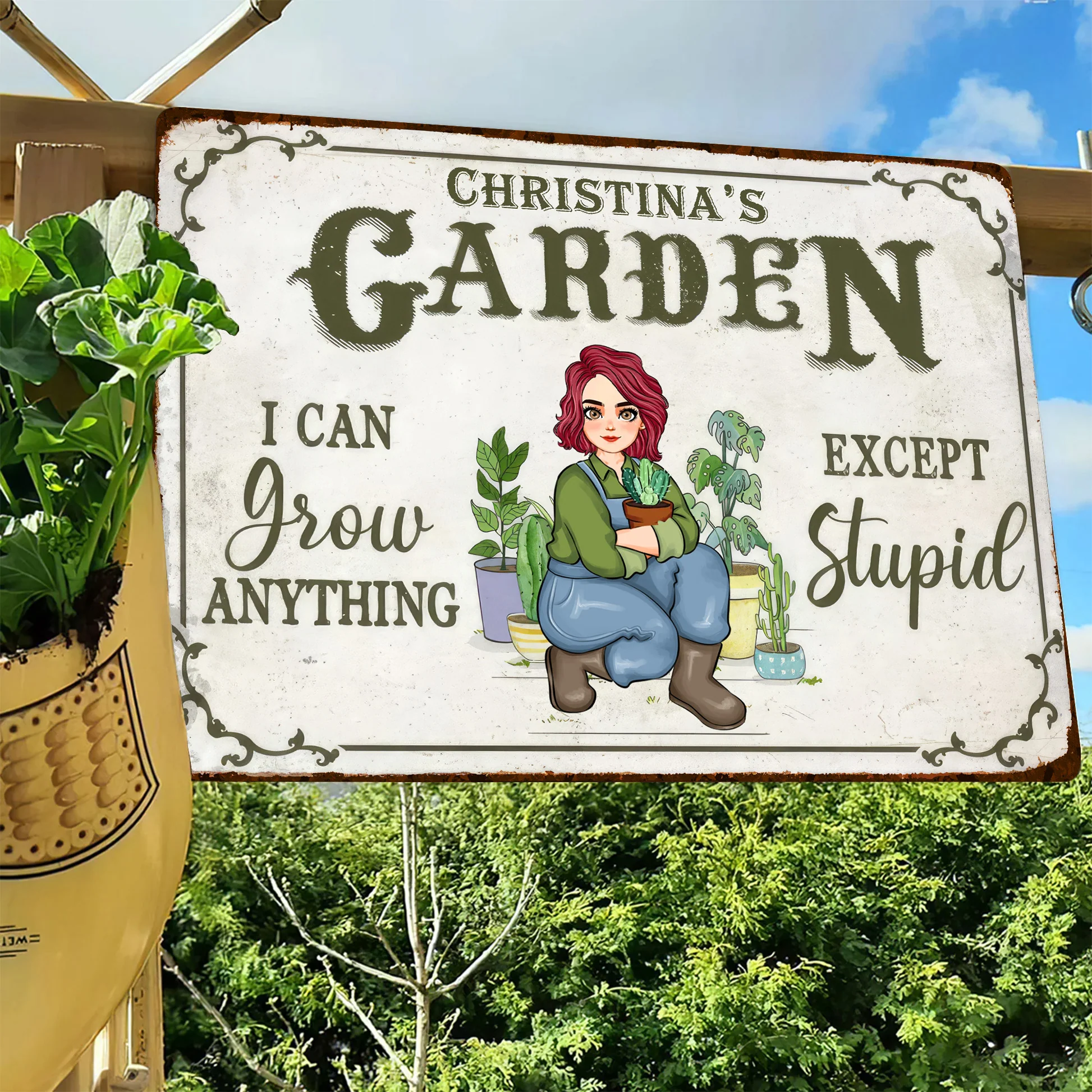 I Can Grow Anything Except Stupid - Personalized Metal Sign - Gift For Gardening Lovers, Gardeners | GR17 NH96