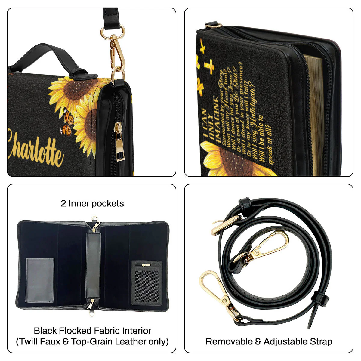 I Can Only Imagine Sunflower And Cross - Personalized Bible Covers - AT4080914 - Image 7