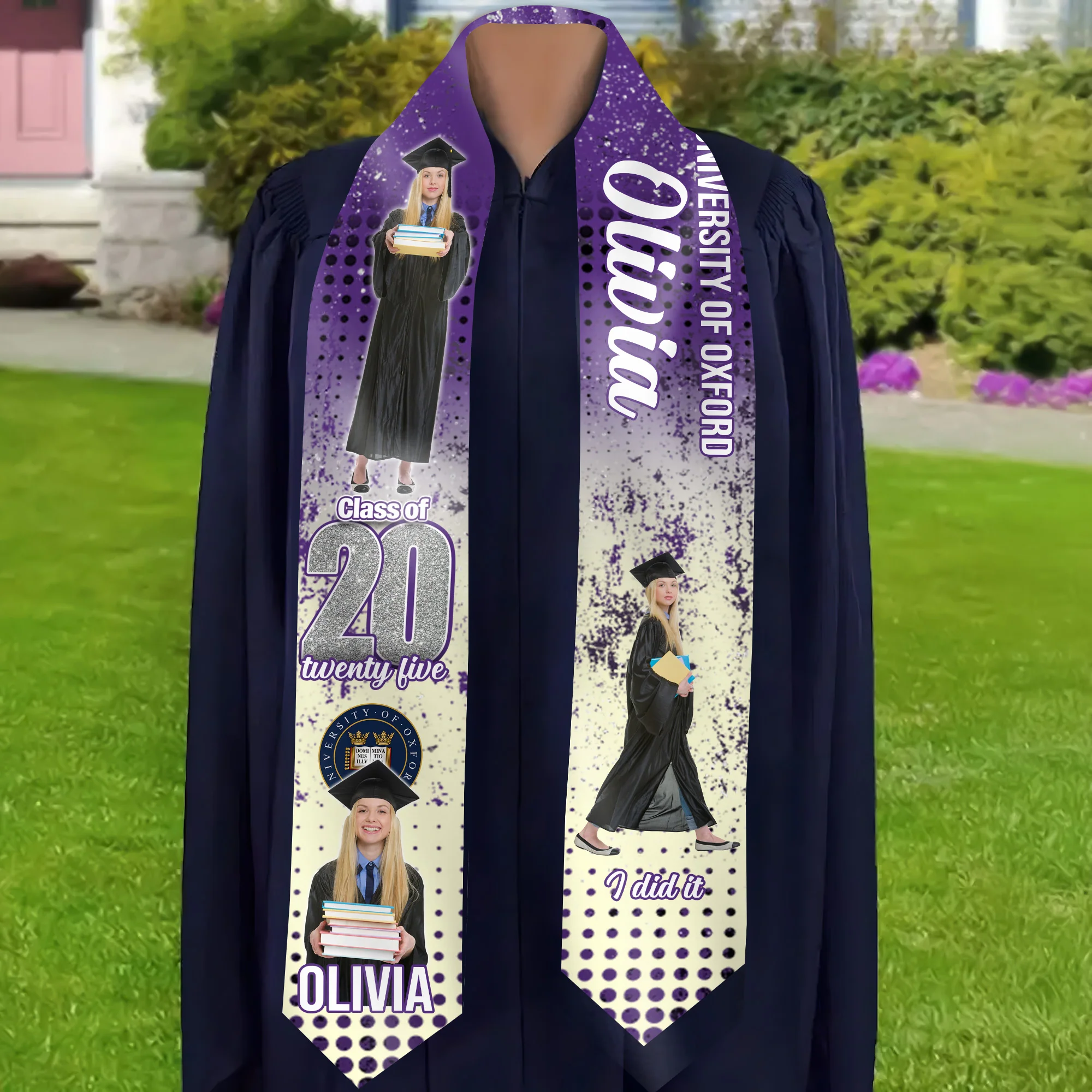 I Did It Congrats Graduation - Personalized Graduation Stoles - Graduation Gift, Senior Gift | Custom Photo NH96 - Image 3
