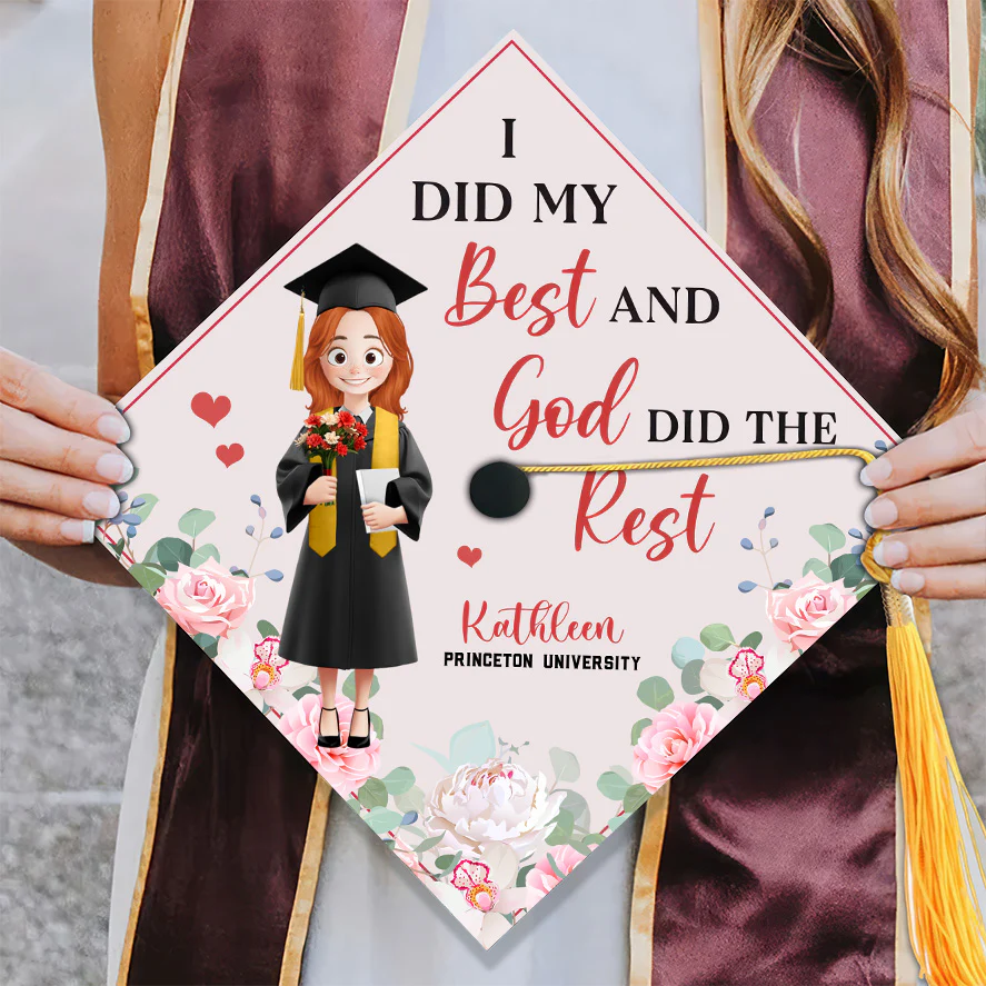 I Did My Best And God Did The Rest  - Personalized Graduation Cap Topper | CLTC02 NA94 - Image 3