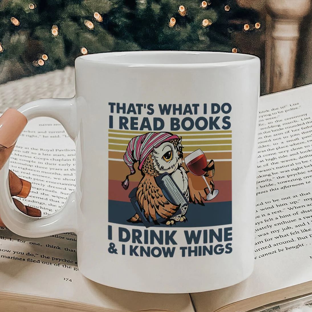 I Drink Wine And I Know Things Book Lovers Gift Mug - Image 3