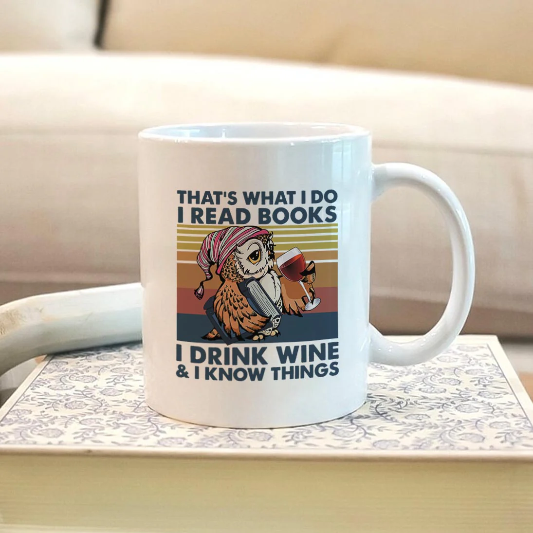 I Drink Wine And I Know Things Book Lovers Gift Mug - Image 4