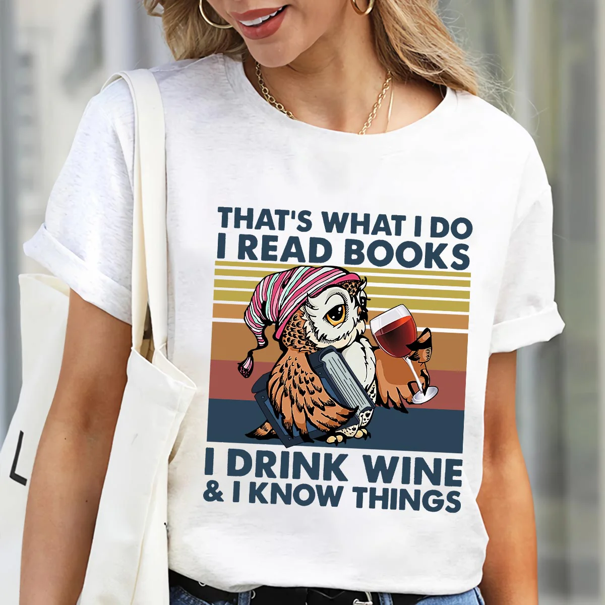 I Drink Wine And I Know Things Book Lovers Gift T-Shirt - Image 3