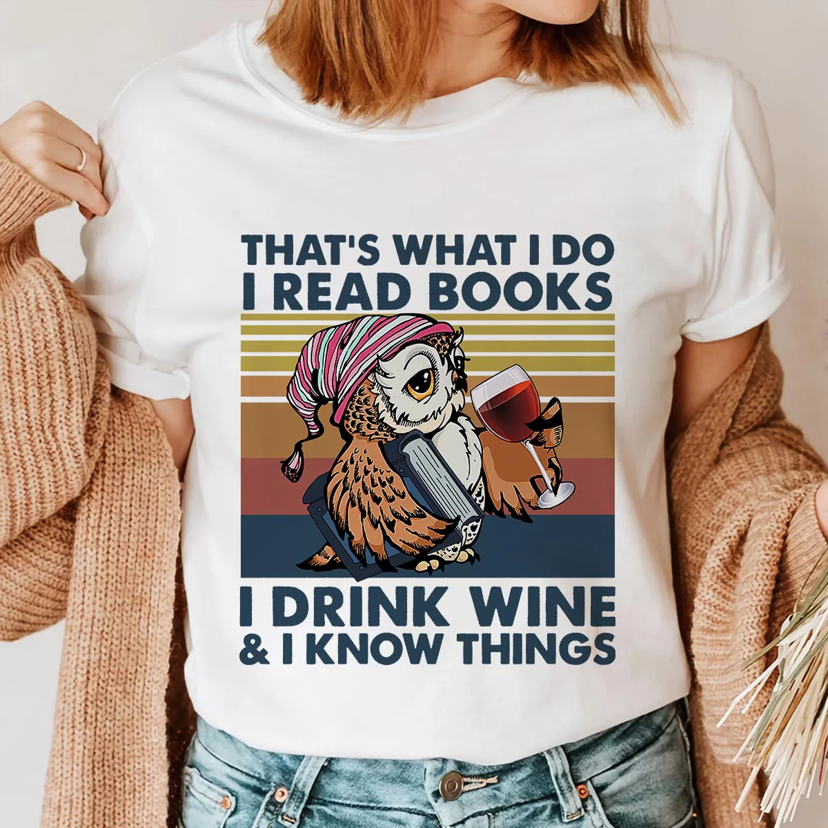 I Drink Wine And I Know Things Book Lovers Gift T-Shirt - Image 4