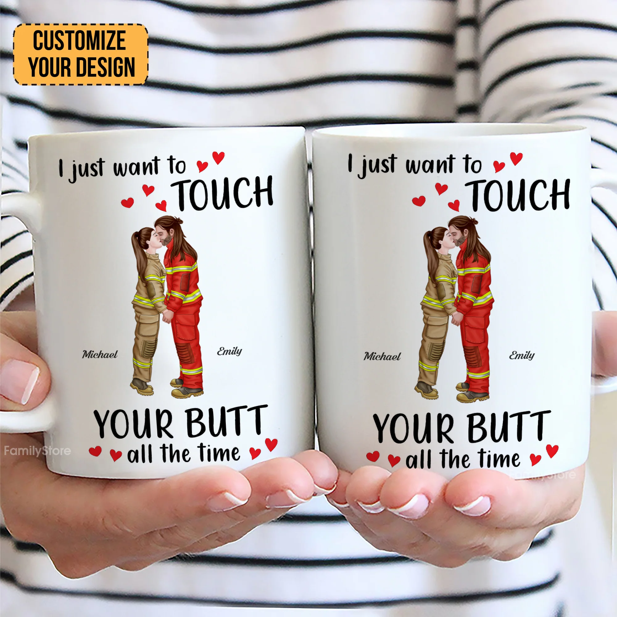 I Just Want To Touch Your B*tt All The Time - Personalized Ceramic Mug - Gift For Couple, Husband Wife - CL30 NH96 - Image 2