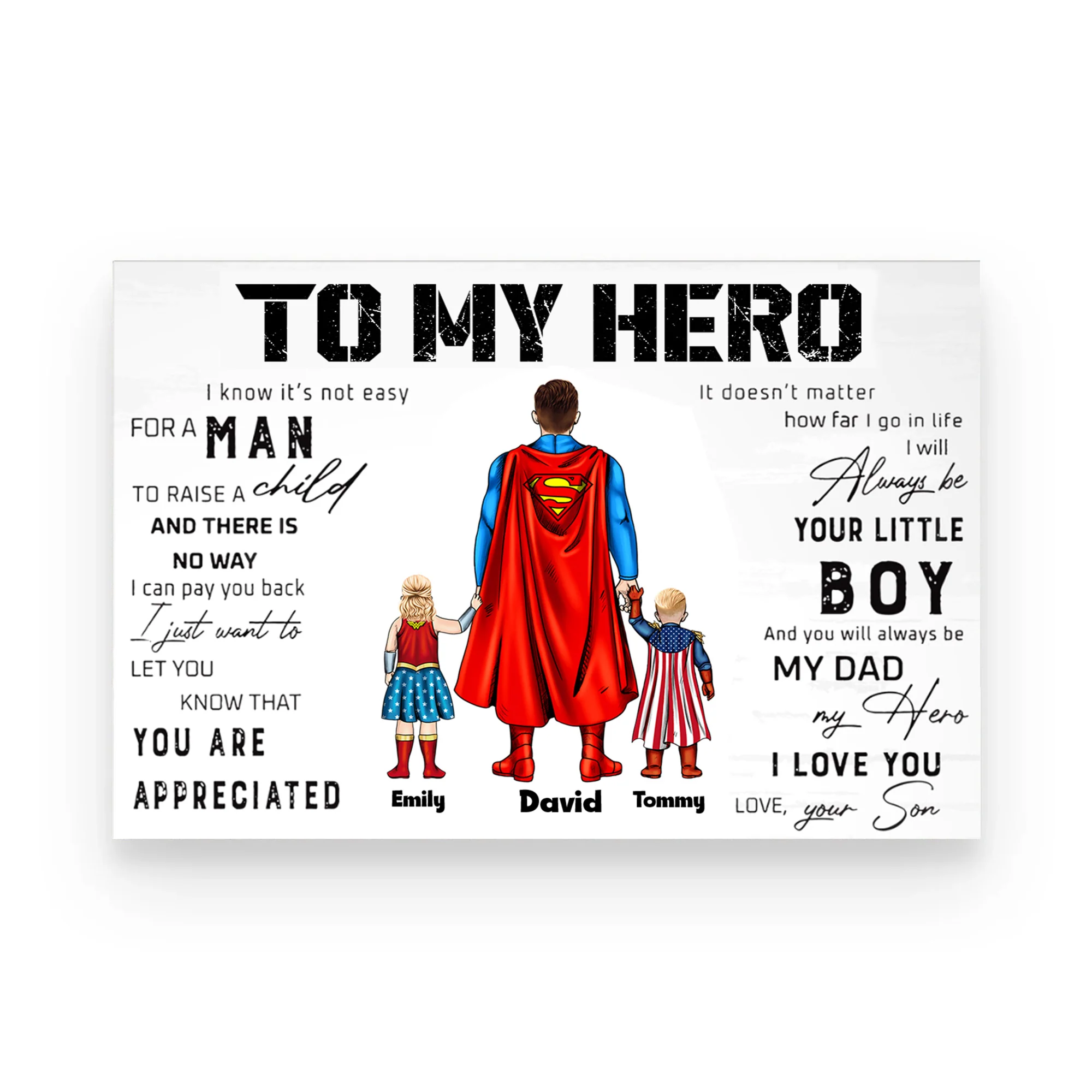 I Know It's Not Easy For A Man To Raise A Child - Gift For Dad - Personalized Canvas Poster - Image 3