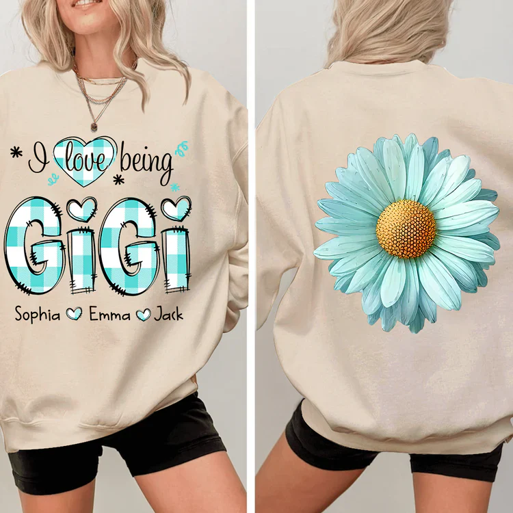 I love being Gigi Flower Daisy - Personalized Sweatshirt With Design On Sleeve - Gift For Grandma, Mom, Wife - NH96 - Image 3