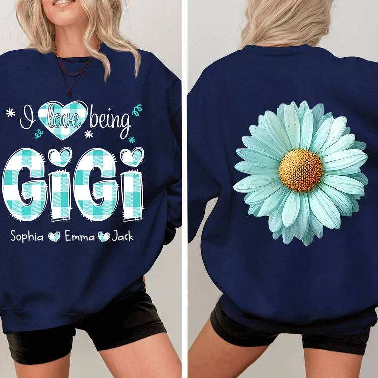 I love being Gigi Flower Daisy - Personalized Sweatshirt With Design On Sleeve - Gift For Grandma, Mom, Wife - NH96 - Image 9