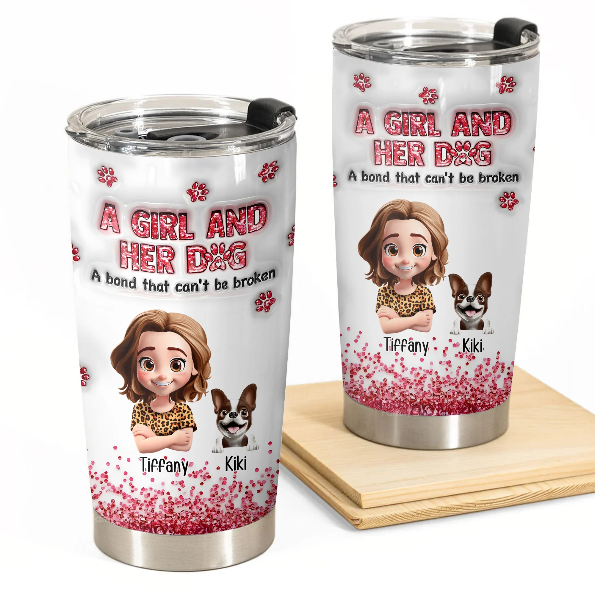 I Love My Dog Forever 3D Inflated Effect Cartoon Dog - Personalized Tumbler Cup - Gift for Pet Owners, Pet Lovers, Dog Mom | CLP16 NH96