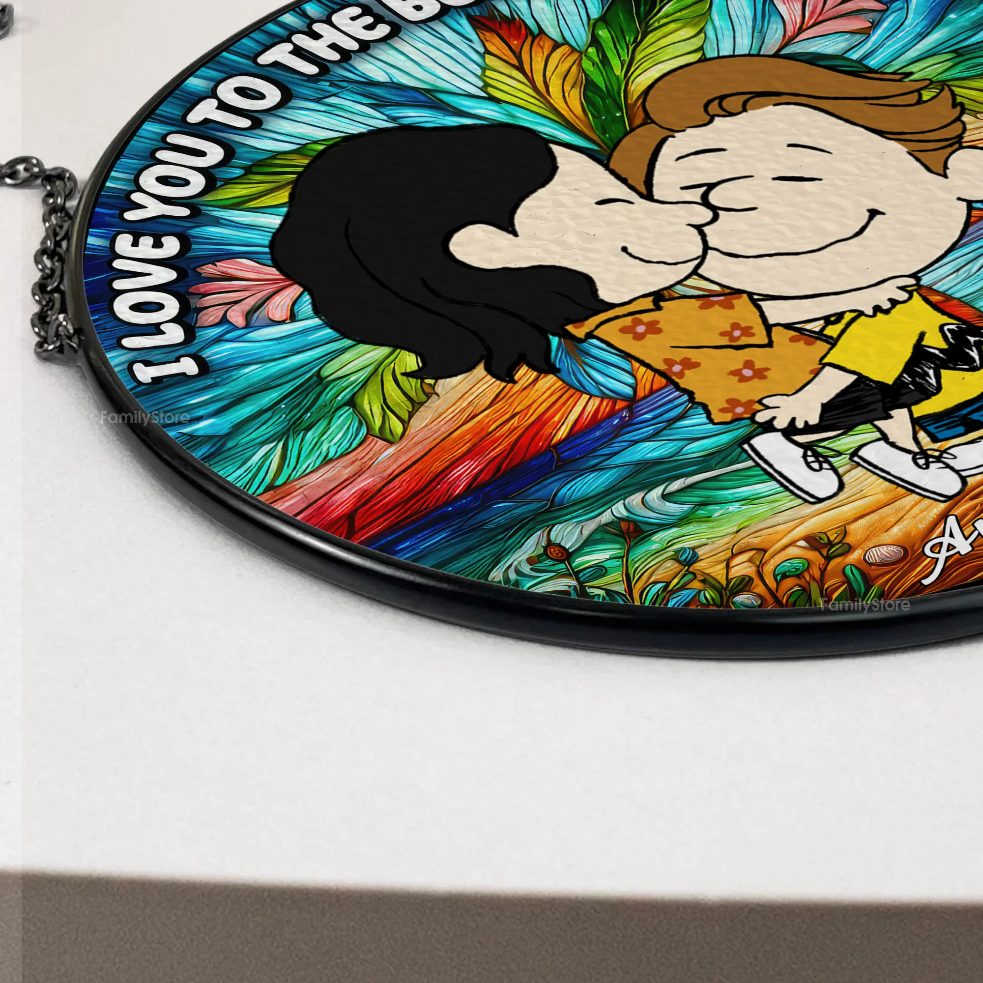 I Love You To The Beach And Back Peanut - Personalized Stained Glass Window Suncatcher - Gift For Couple, Husband Wife | GR8 NH96 - Image 4