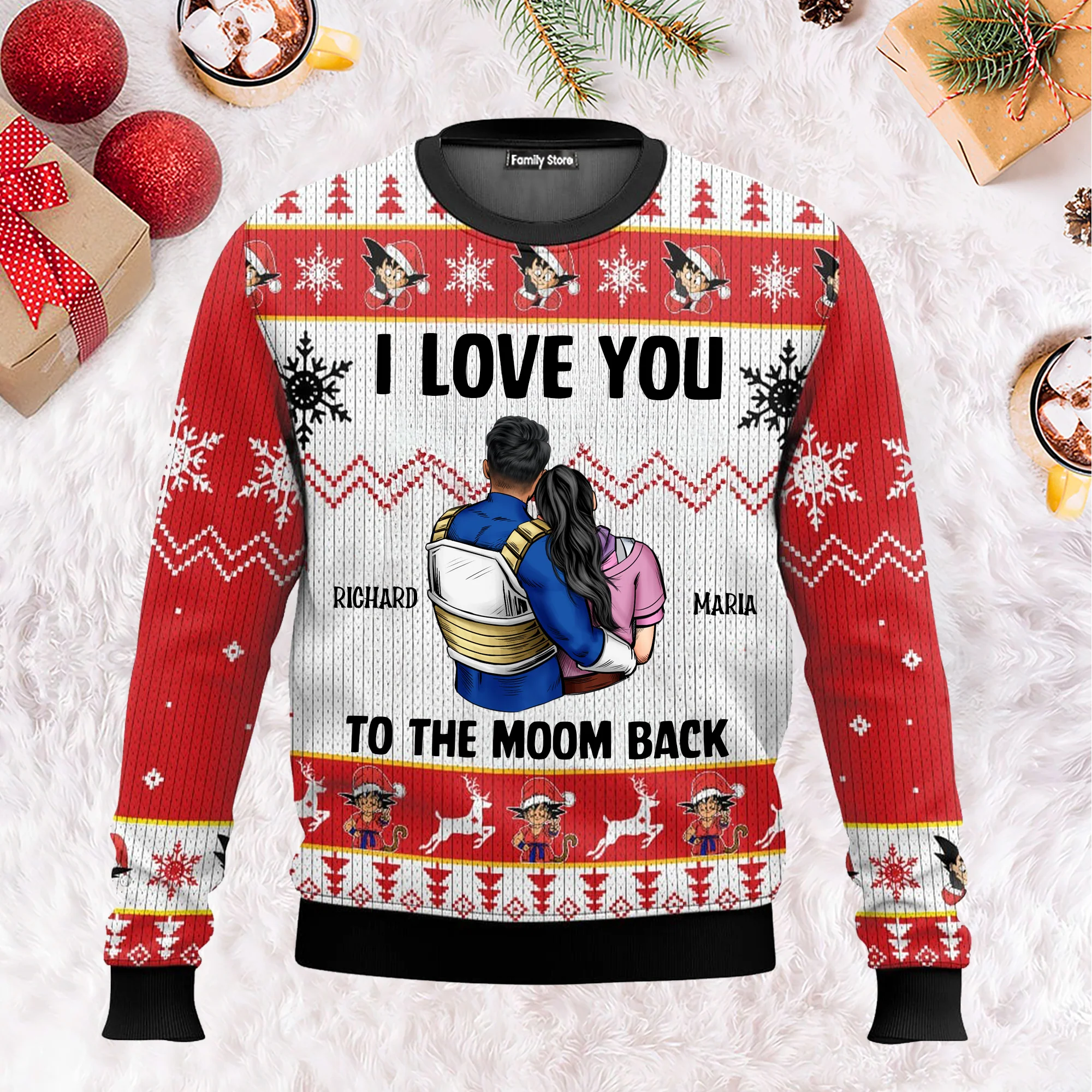 I Love You To The Moom And Back DrBa - Gift For Couples - Personalized Ugly Sweater - CL18 NH96