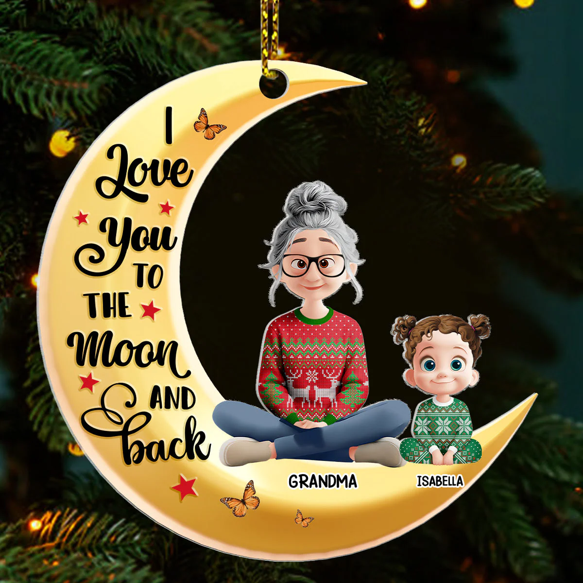 I Love You To The Moon And Back - Personalized Acrylic Ornament - Gift For Mom, Grandma | GR25 TD118 - Image 2