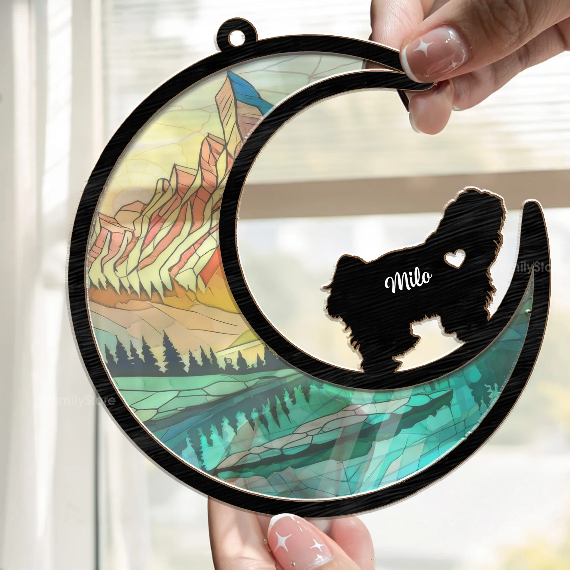 I Love You To The Moon - Memorial Gift For Pet Lovers - Personalized Window Hanging Window Hanging Suncatcher Ornament - CLP05 NA94 - Image 2