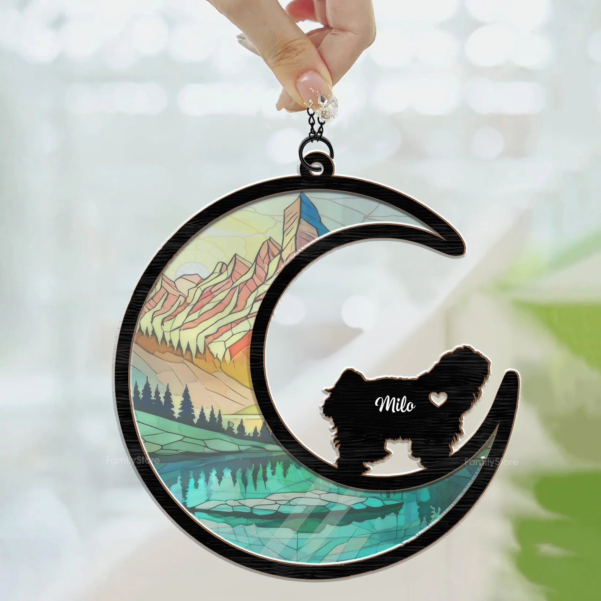 I Love You To The Moon - Memorial Gift For Pet Lovers - Personalized Window Hanging Window Hanging Suncatcher Ornament - CLP05 NA94 - Image 3