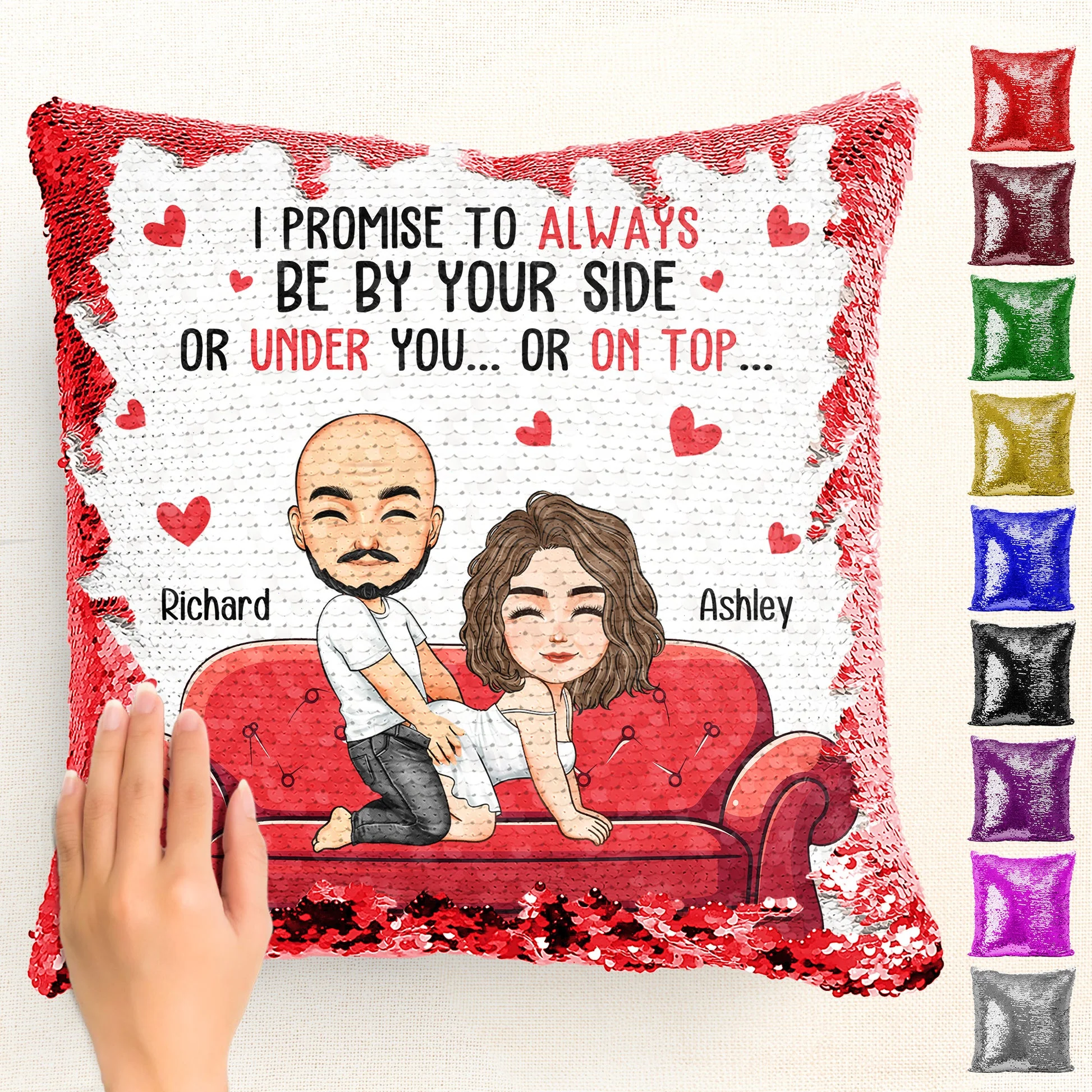 I Promise To Always Be By Your Side - Personalized Sequin Pillow - Gift For Couple, Husband Wife, Anniversary Gift | GR10 NA94 - Image 3