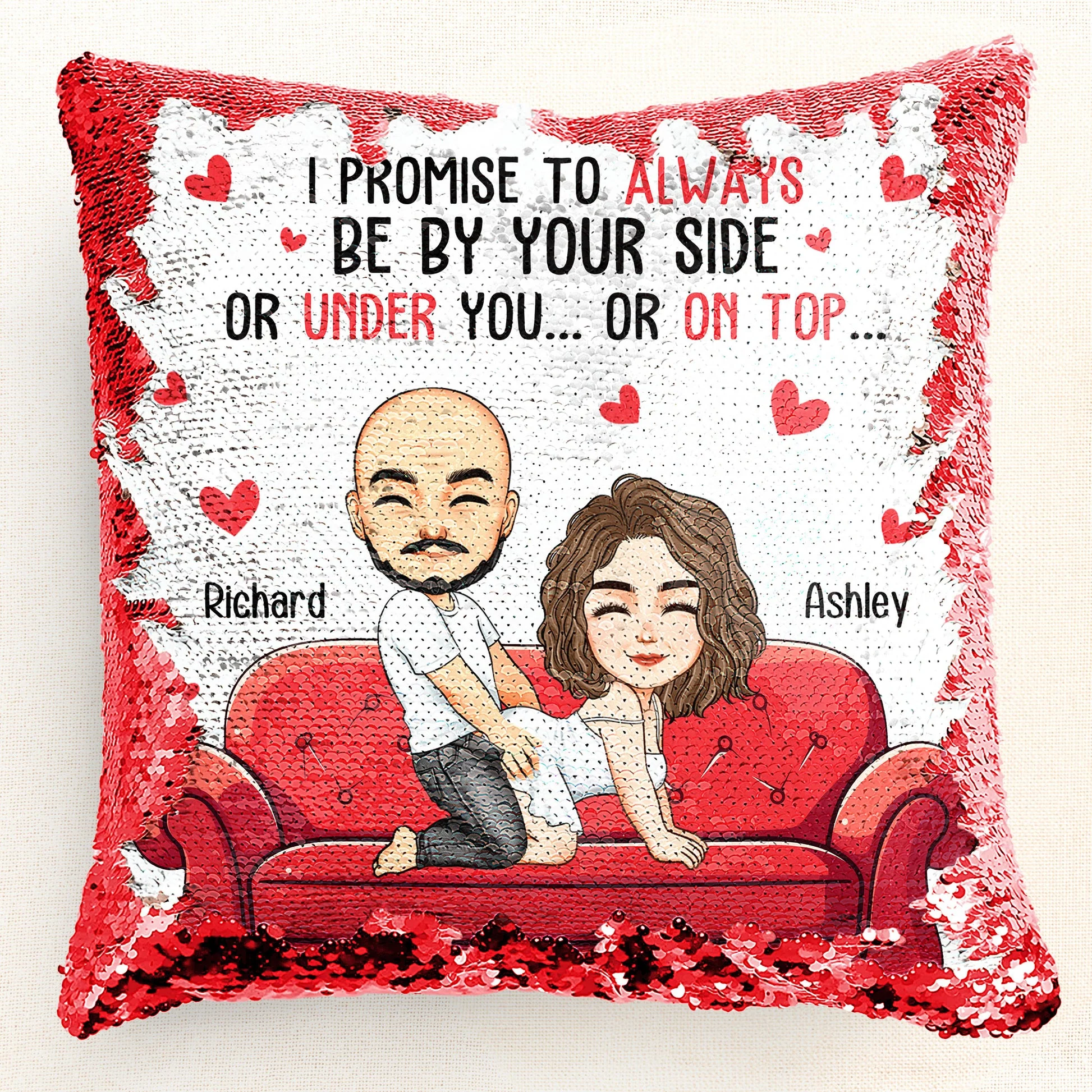 I Promise To Always Be By Your Side - Personalized Sequin Pillow - Gift For Couple, Husband Wife, Anniversary Gift | GR10 NA94 - Image 4