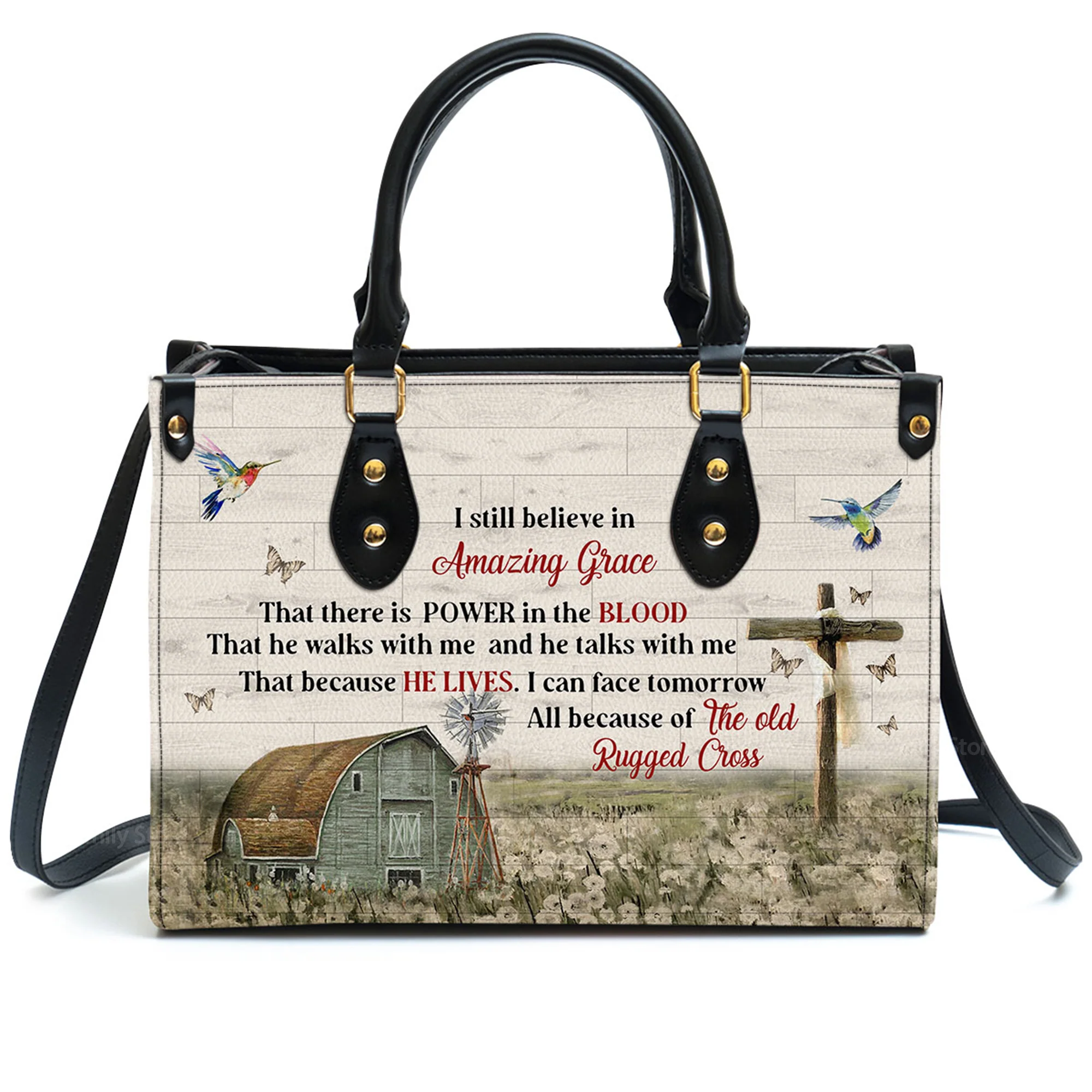 I Still Believe In Amazing Grace - Thoughtful Gift For Christians - Personalized Leather Handbag With Handle - AT4080806 - Image 2