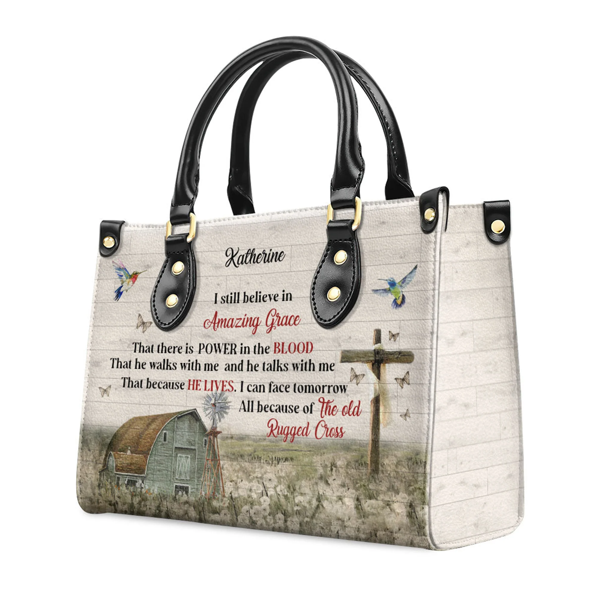 I Still Believe In Amazing Grace - Thoughtful Gift For Christians - Personalized Leather Handbag With Handle - AT4080806 - Image 3
