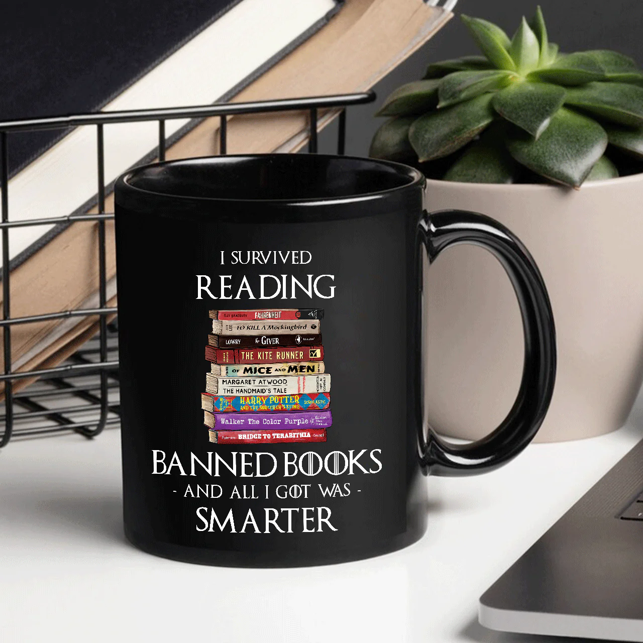 I Survived Reading Banned Books And All I Got Was Smarter Book Lover Gift Mug - Image 3