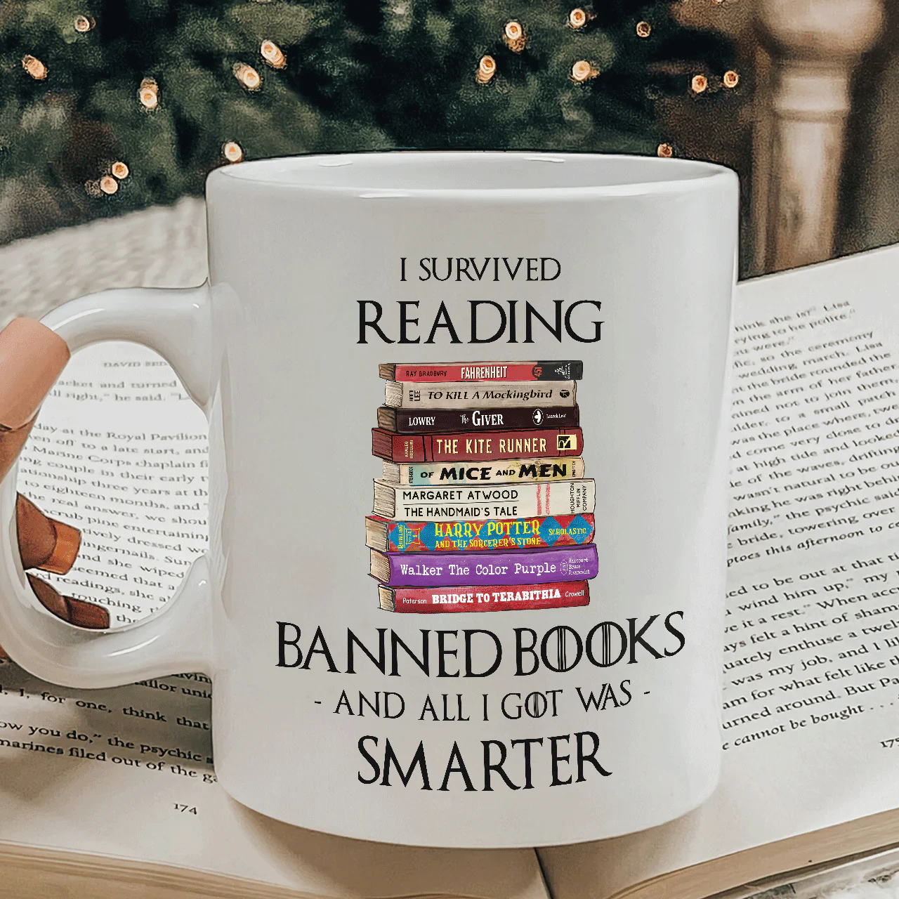 I Survived Reading Banned Books And All I Got Was Smarter Book Lover Gift Mug - Image 3