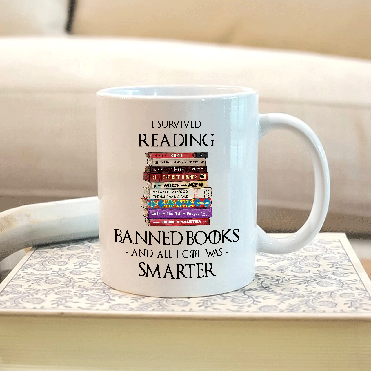 I Survived Reading Banned Books And All I Got Was Smarter Book Lover Gift Mug - Image 4