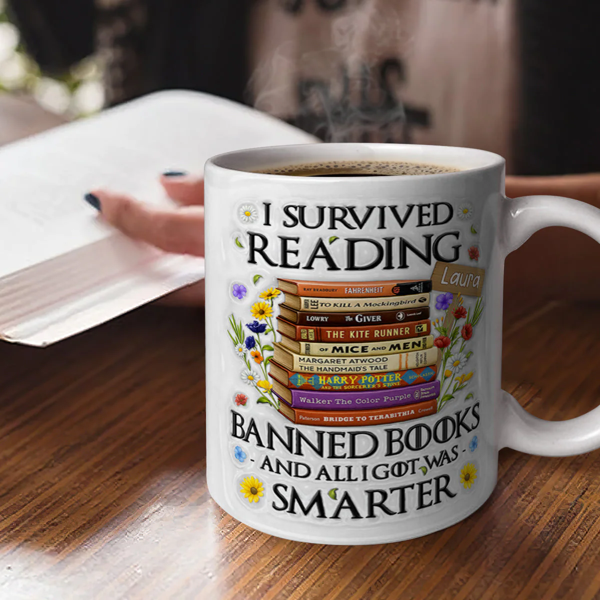 I Survived Reading Banned Books - Personalized Ceramic Coffee Mug - Image 2