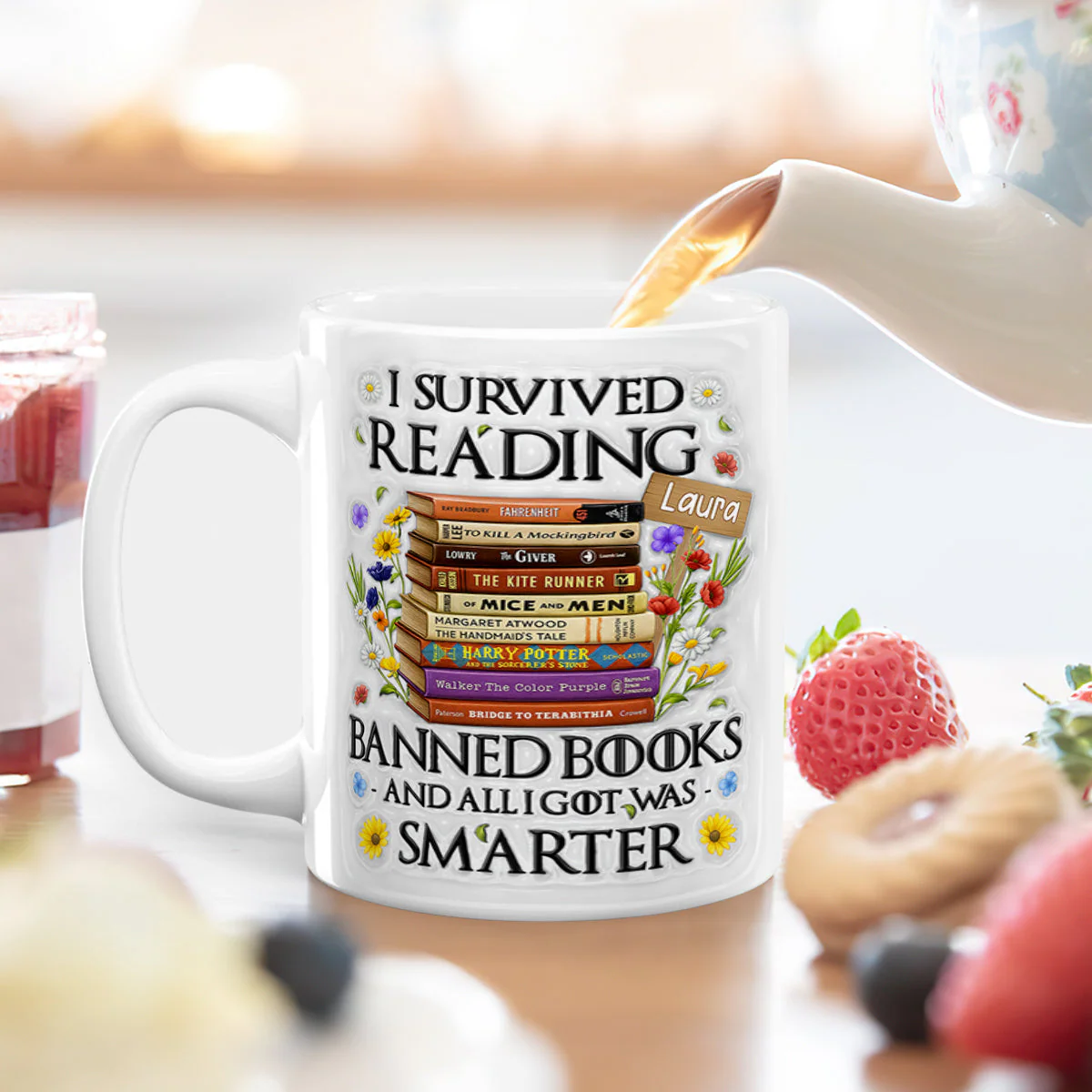 I Survived Reading Banned Books - Personalized Ceramic Coffee Mug - Image 5
