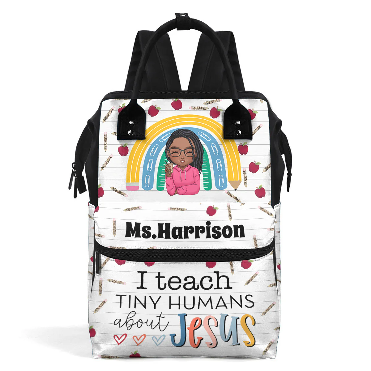 I Teach Tiny Human About Jesus - Personalized Duckbilled Backpack - Gift For Teacher | CLTC05 HD95