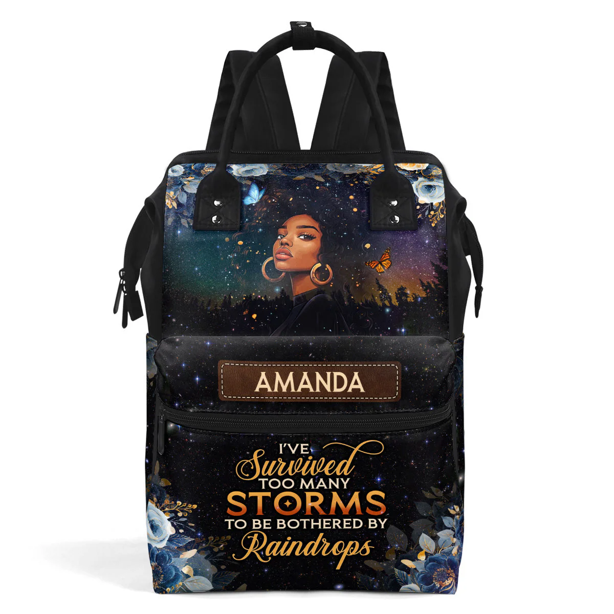 I’ve Survived Too Many Storms – Personalized Duckbilled Backpack –  Inspirational Gift For Black Women | HH01