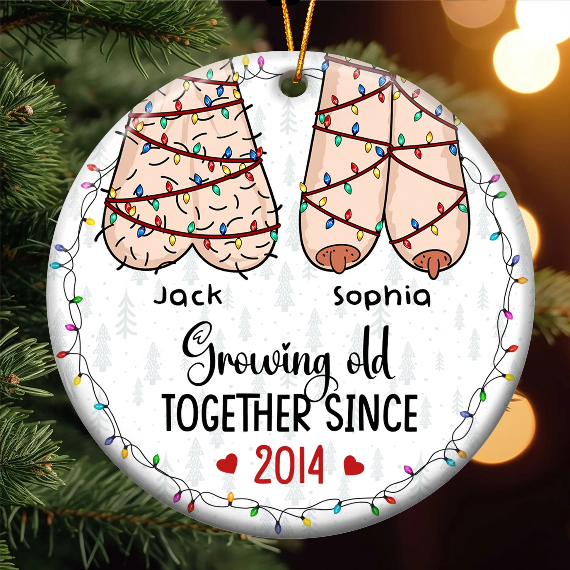 I Want To Grow Old With You - Personalized Ceramic Ornament -  Funny Gift For Couple, Husband Wife, Anniversary Gift - CL36 NA94