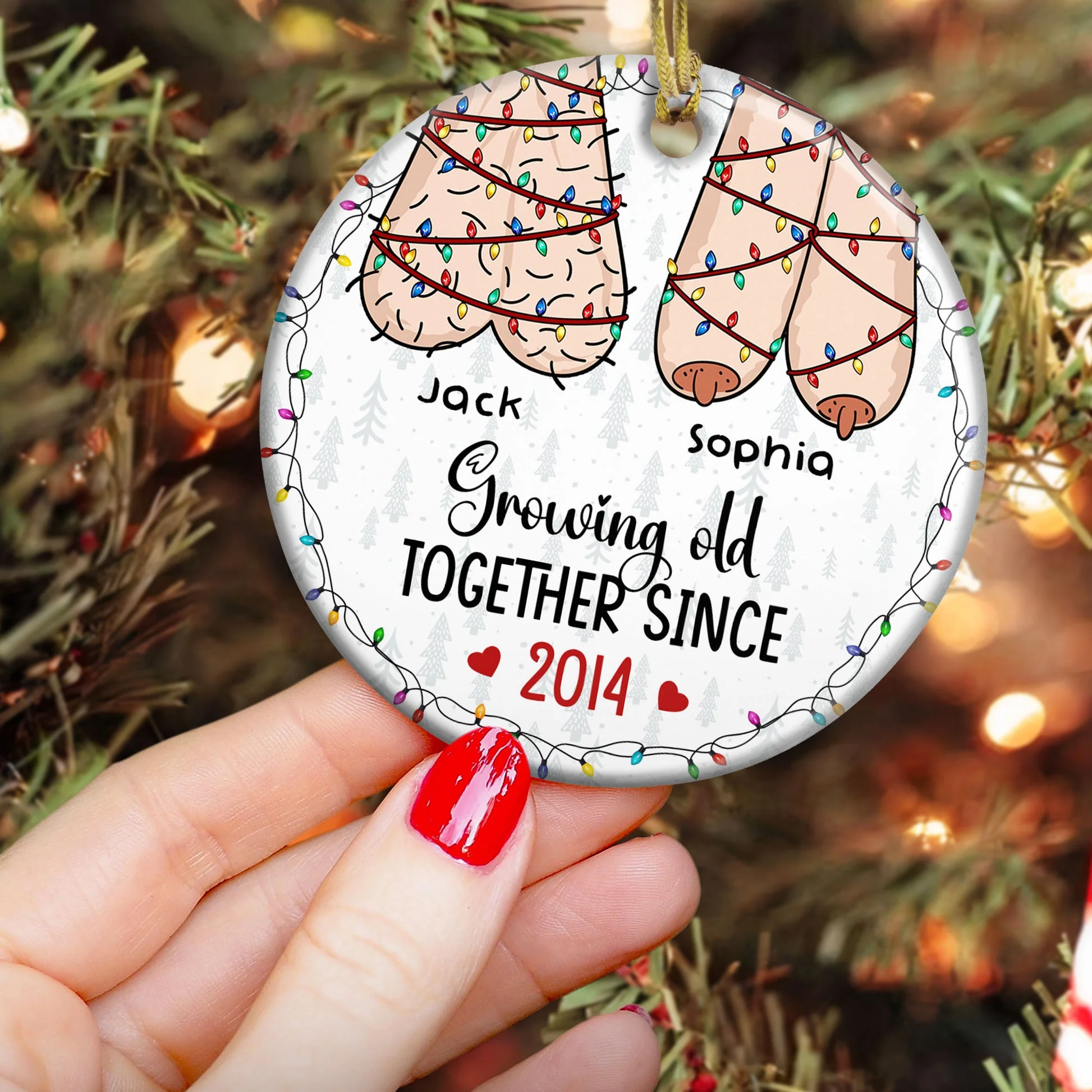 I Want To Grow Old With You - Personalized Ceramic Ornament -  Funny Gift For Couple, Husband Wife, Anniversary Gift - CL36 NA94 - Image 3