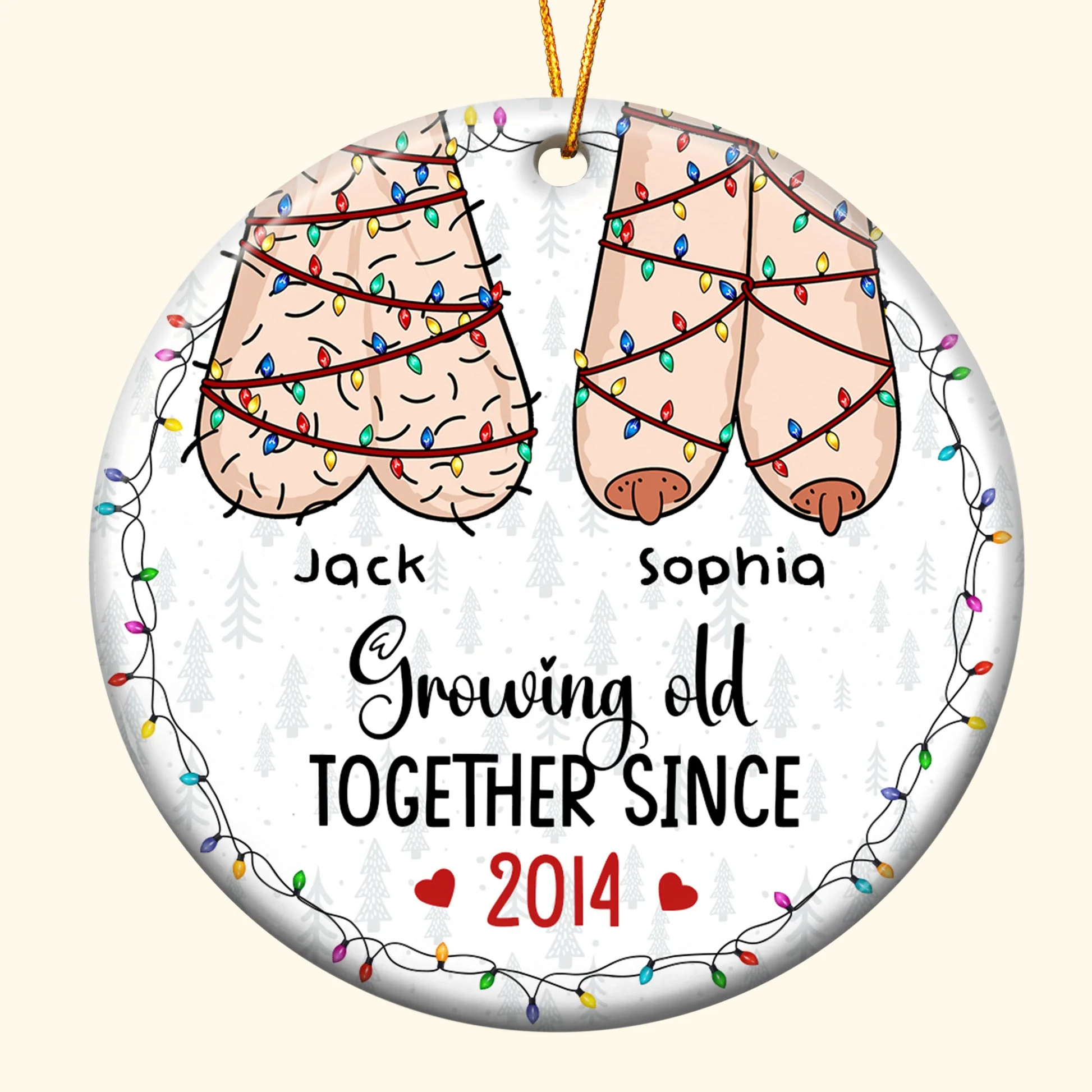 I Want To Grow Old With You - Personalized Ceramic Ornament -  Funny Gift For Couple, Husband Wife, Anniversary Gift - CL36 NA94 - Image 4