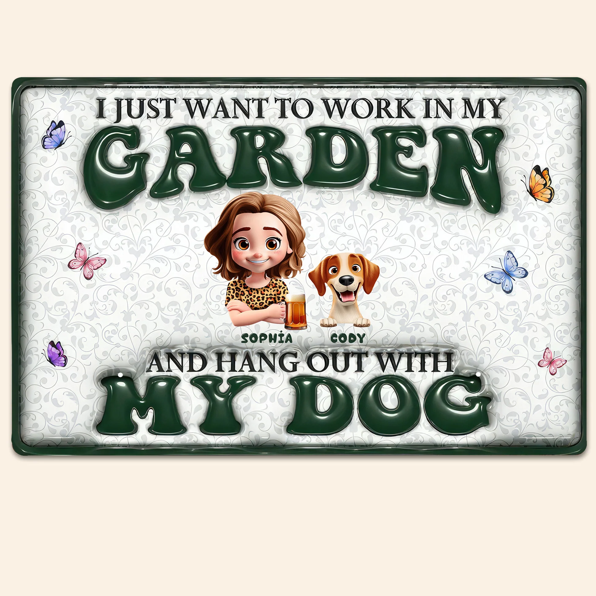 I Want To Work In My Garden Gardening With Cartoon Dog - Personalized 3D Inflated Effect Metal Sign - Gift For Dog Lovers | CLP16 NA94 - Image 3