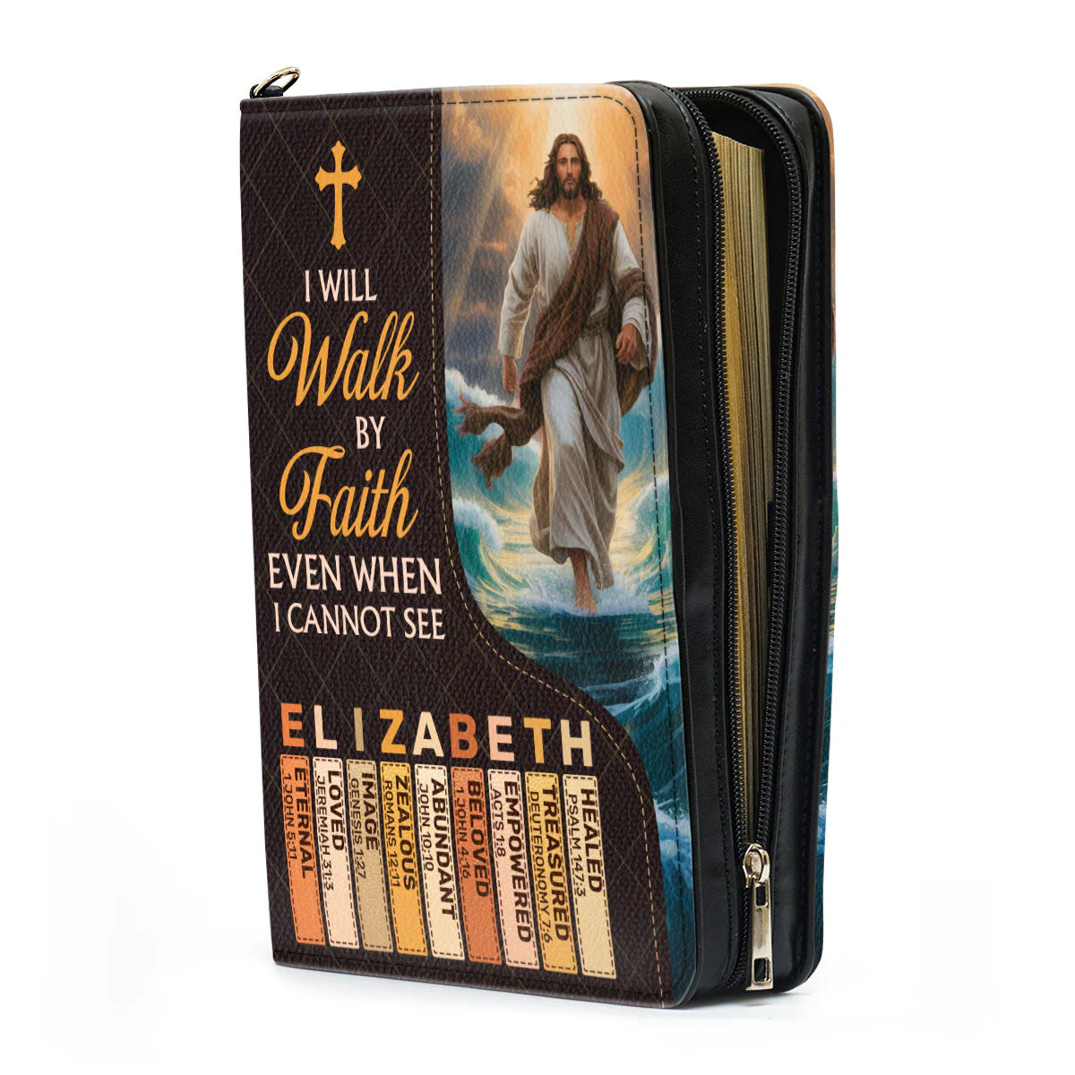 I Will Walk By Faith Even I Cannot See - Personalized Bible Cover TD118 - Image 3