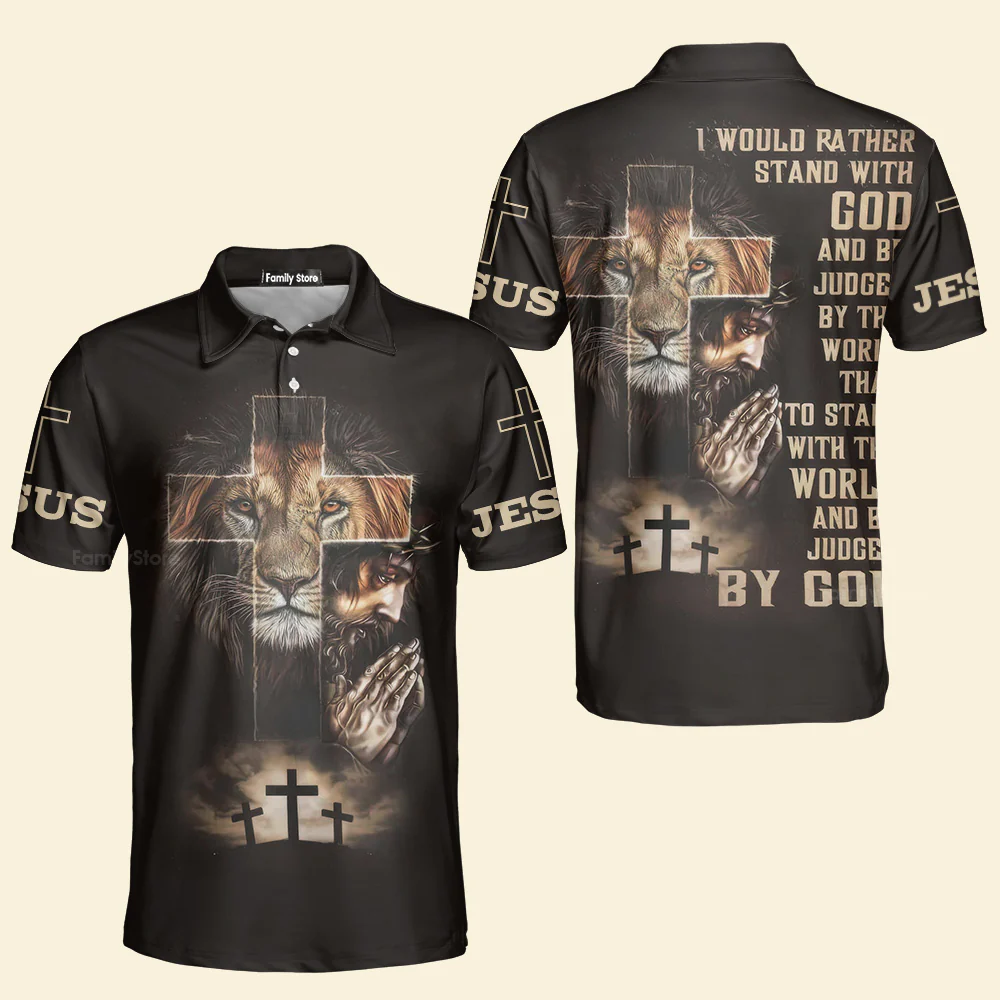 I Would Rather Stand With God Polo Shirt For Men - Image 4
