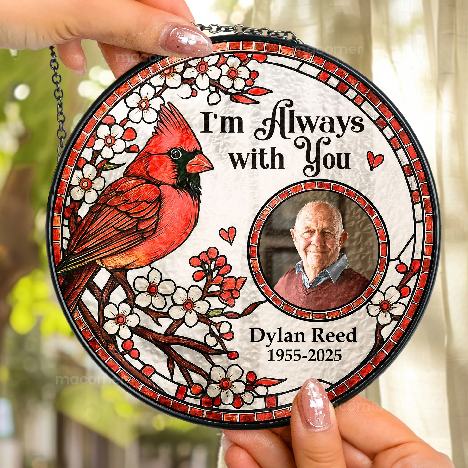 I'm Always With You - Personalized Photo Stained Glass Window Hanging Suncatcher - Memorial Gifts NL122 - Image 2