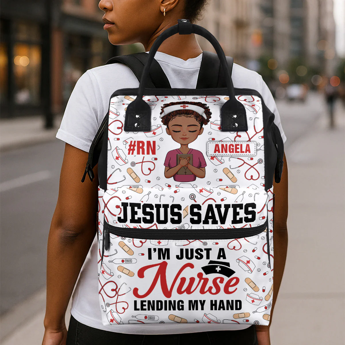 I’m Just A Nurse Lending My Hand - Personalized Duckbilled Backpack - Gift For Nurse HN02 - Image 3