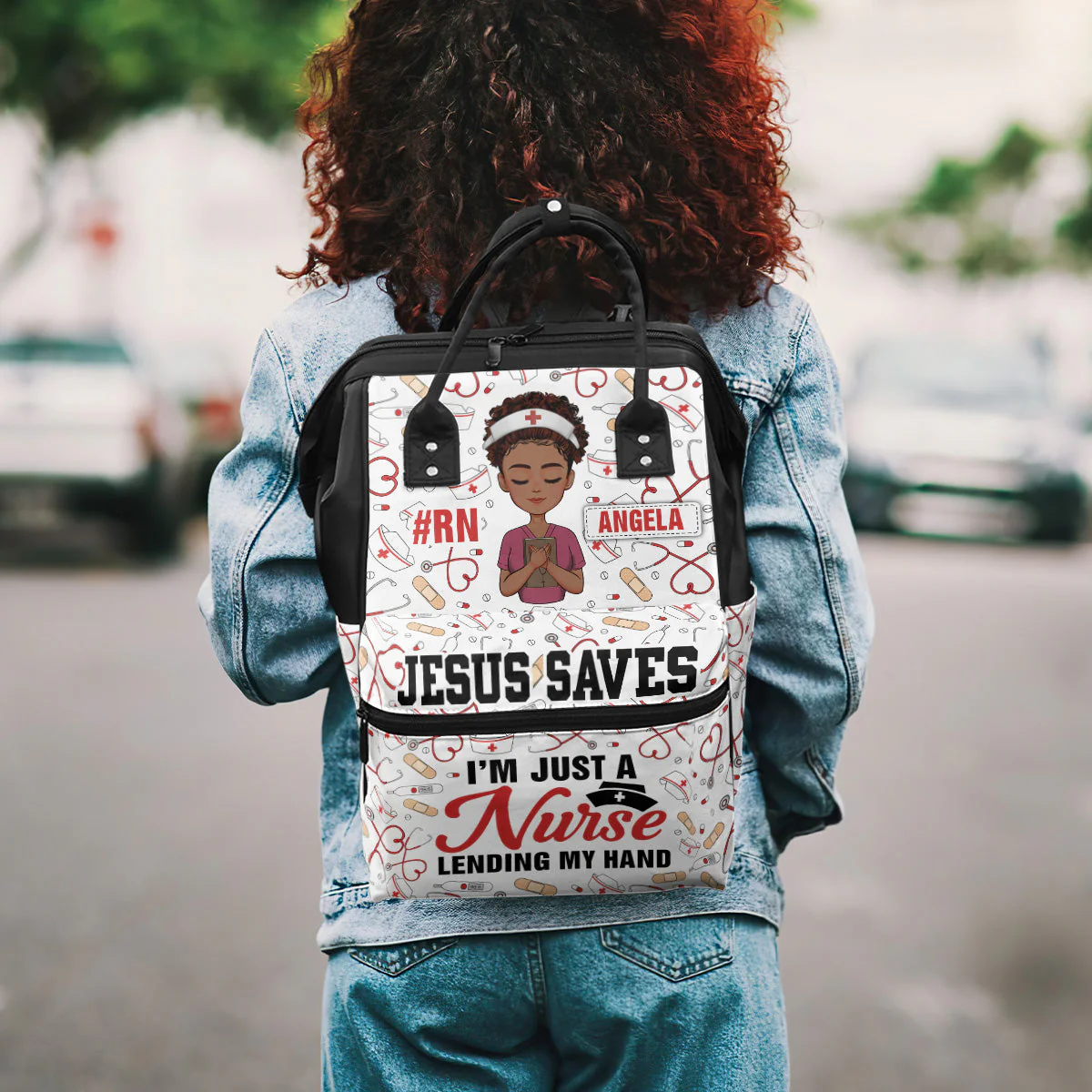 I’m Just A Nurse Lending My Hand - Personalized Duckbilled Backpack - Gift For Nurse HN02 - Image 4